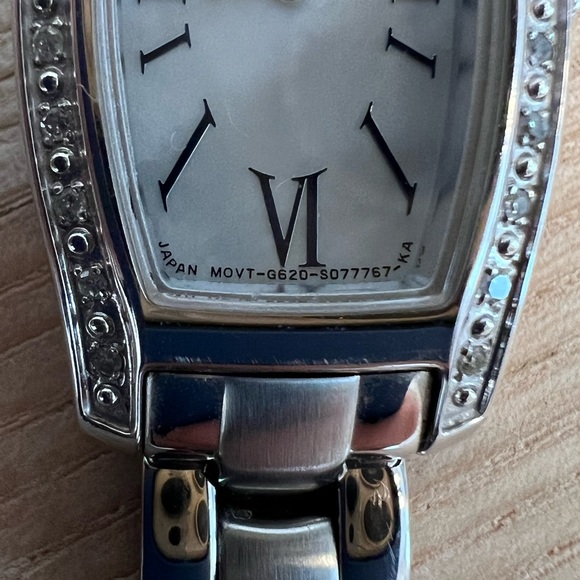 Citizen Eco-Drive Ladies Watch Silhouette Genuine Diamond, Pearl Dial Blue Hands - Picture 11 of 12